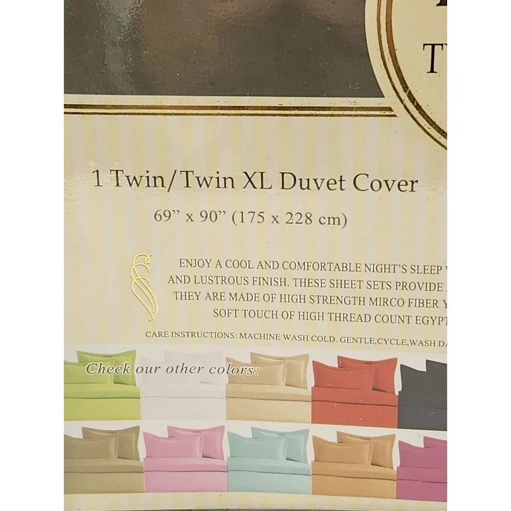 ELEGANT COMFORT Duvet & Sham Twin/Twin XL Blue 1500 Thread Count Egyptian Cotton